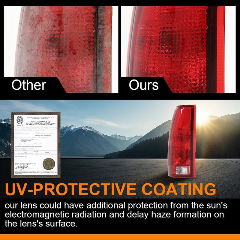 GPLUS Tail Lights Assembly w/Bulb,Comaptible with Chevy GMC C/K 1500 2500 3500,Fit Chevy Silverado 1988-1999,Fit Chevy Blazer 1992-1994, Red Left&Right Luces Traseras, Faros Traseros Rear Lamps - Image 5